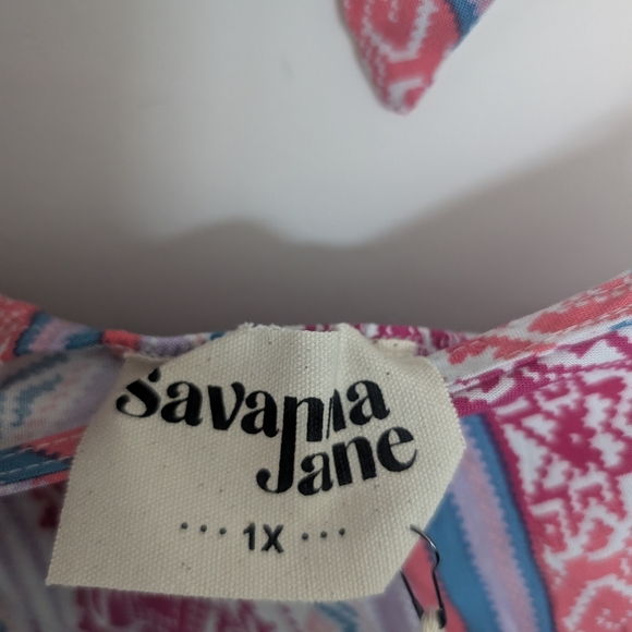 NEW Savanna Jane Women's Plus Size 1X Boho Jumpsuit Playsuit Colorful Halter - Picture 6 of 12